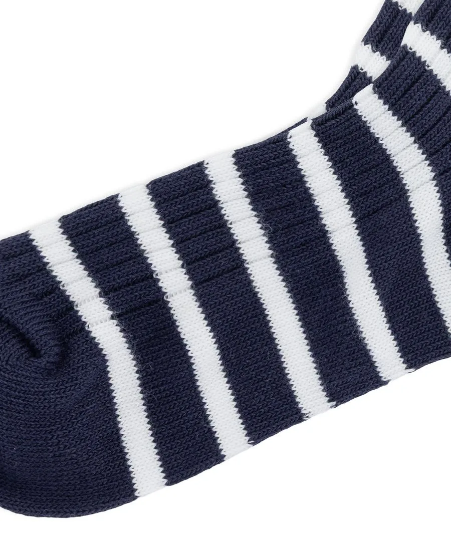 Женские носки с декоративным краем в форме листа, темно-синий stripe — фото 2