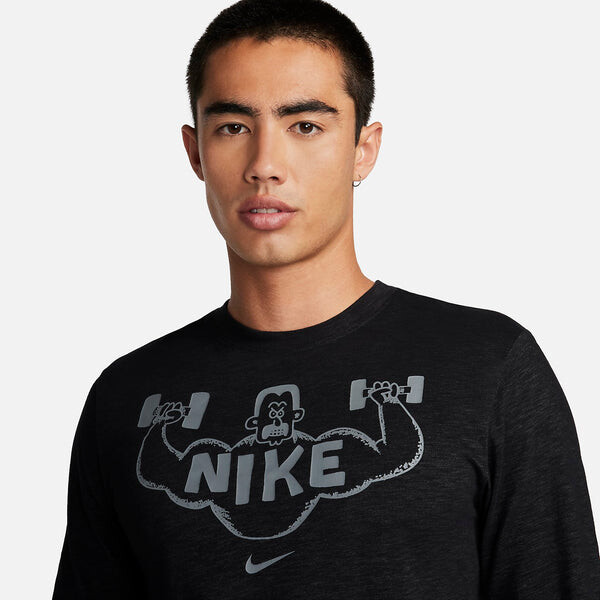 Футболка Nike Dri-FIT Long Sleeve Fitness T-Shirt 'Black', черный — фото 2