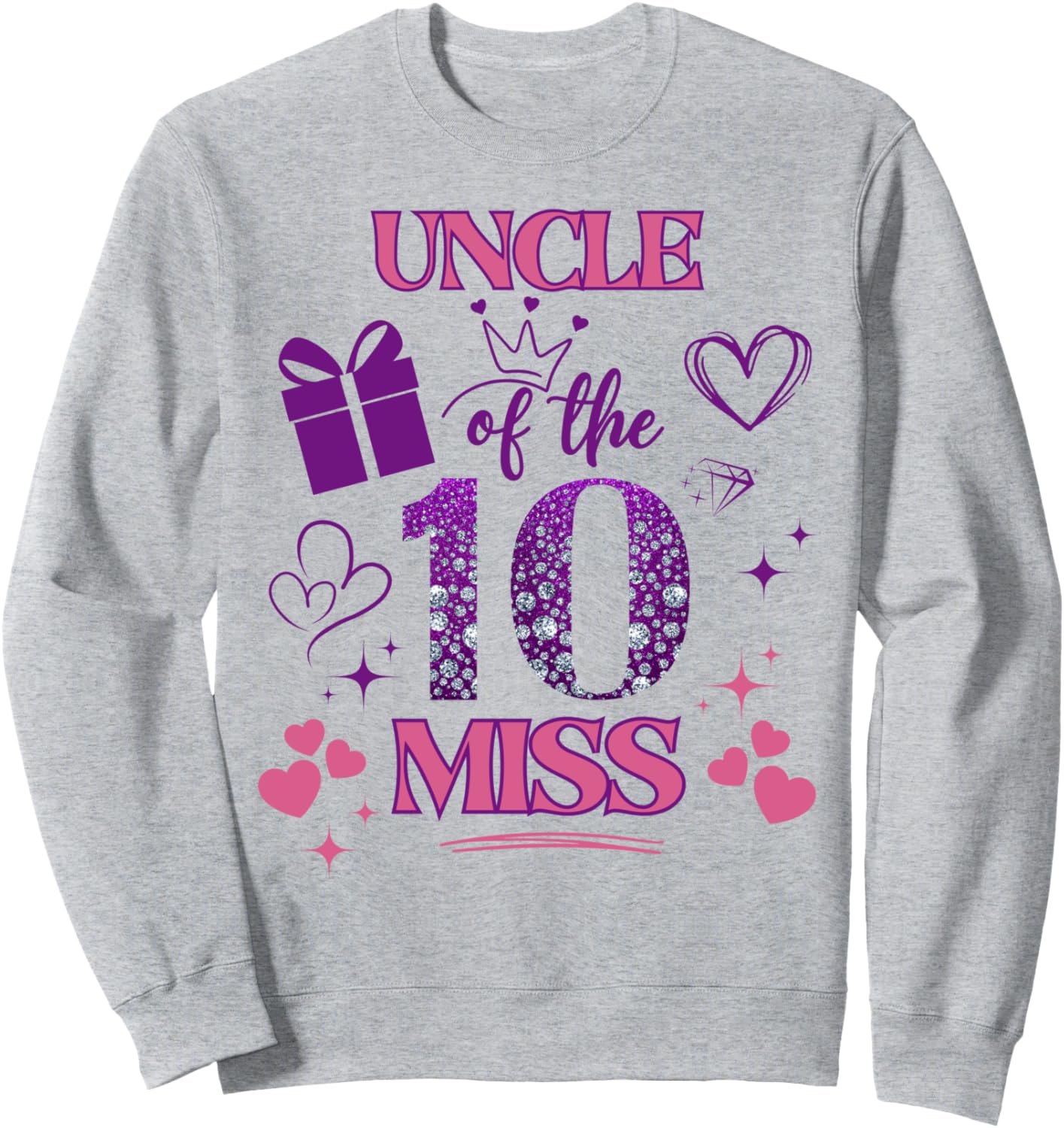 

Толстовка «Дядя Мисс 10» в розово-фиолетовой тематике к 10-летию Family Look Pink And Purple Decorations Gifts, Розовый, Толстовка «Дядя Мисс 10» в розово-фиолетовой тематике к 10-летию Family Look Pink And Purple Decorations Gifts