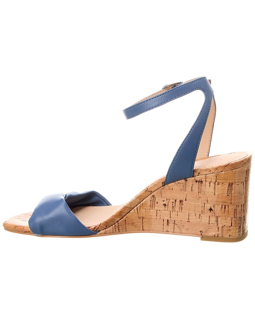 Кожаные сандалии на танкетке Stuart Weitzman Everly 75, синий — фото 3