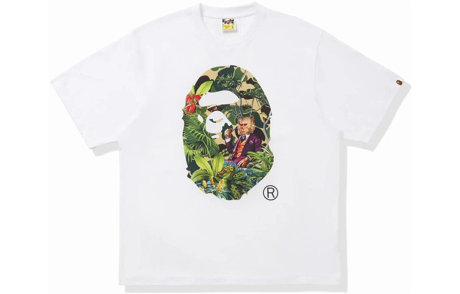 Футболка серии Ape Head унисекс A Bathing Ape, белый/зеленый — фото 3