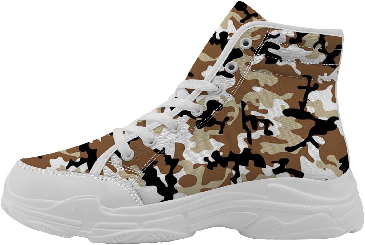 

Кроссовки на высокой платформе с камуфляжным принтом для женщин и мужчин, текстильные на шнуровке, подарок для нее и для него Generic, коричневый