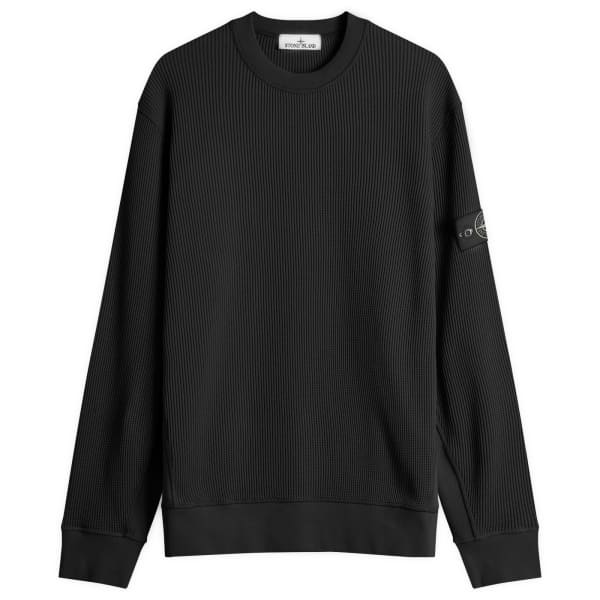 

Толстовка с круглым вырезом и вафельным узором Stone Island, черный