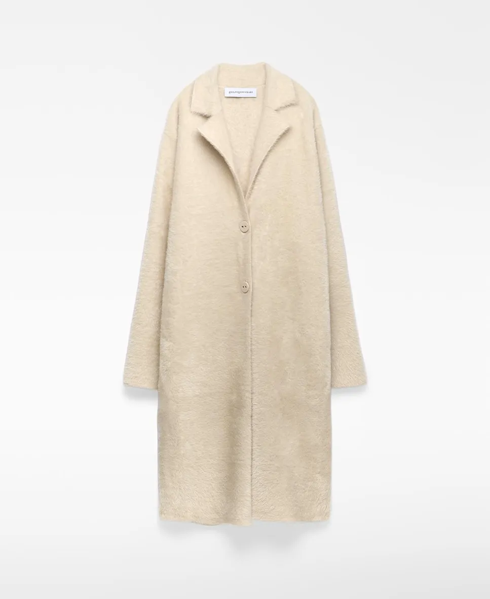 

Женское длинное меховое пальто с застежкой на пуговицы Adolfo Dominguez, светло-бежевый