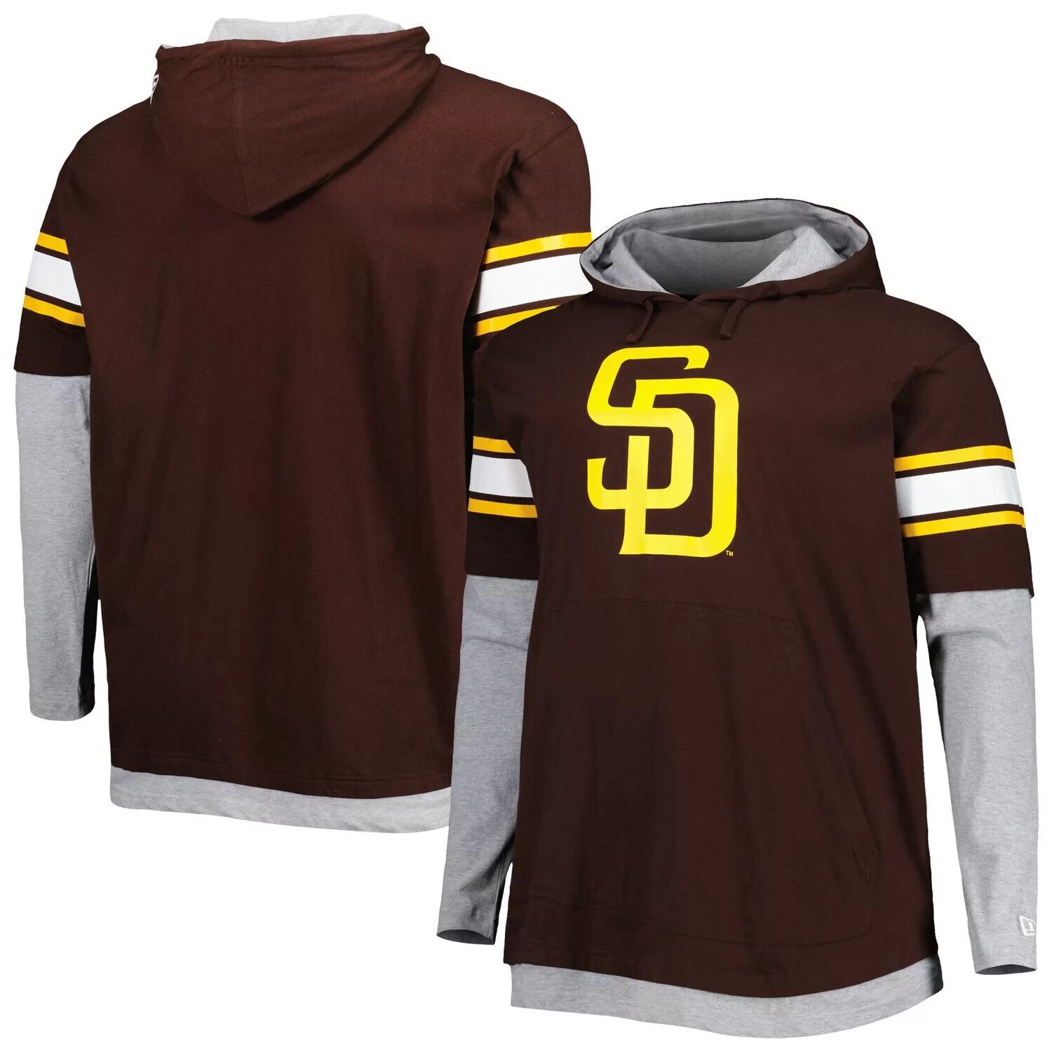 

Мужской коричневый пуловер с капюшоном San Diego Padres Big & Tall Twofer New Era