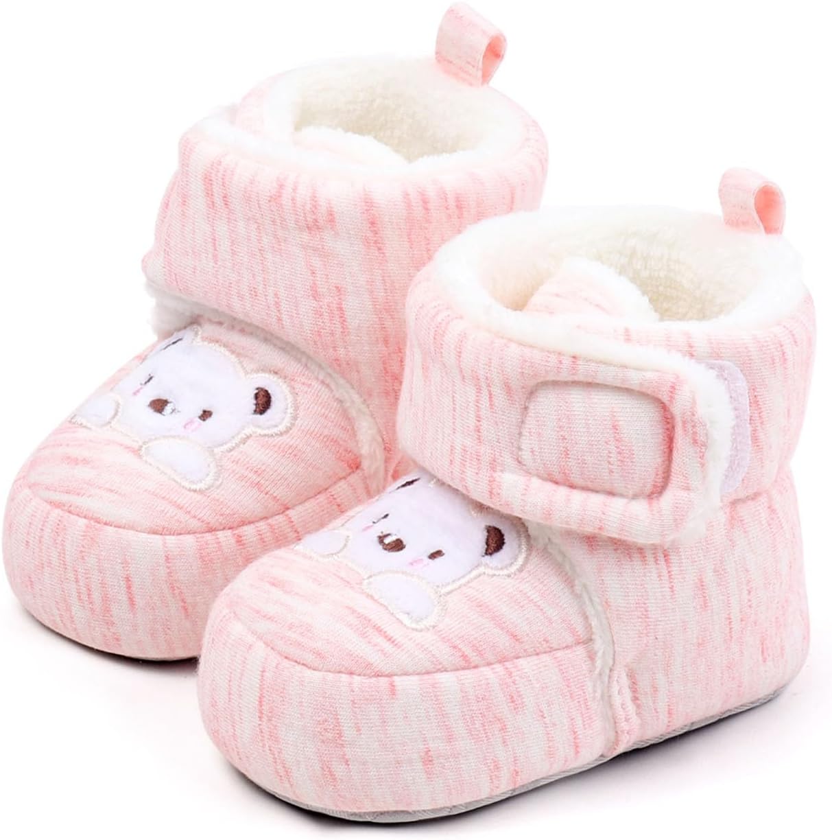 

Первые ходунки для малышей, ботинки, мультяшные, с мягкой подошвой, противоскользящие, зимние теплые обувь для улицы для девочек и мальчиков Covvoliy, Pink