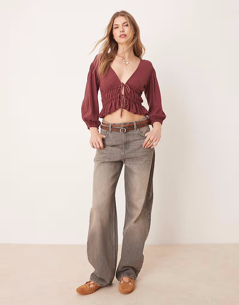 

Блузка Free People из джерси с завязками спереди из красной коры
