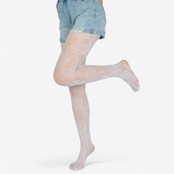 

Женские ажурные колготки с цветочным кружевом, 2 пары, эластичные Anna-Kaci, White