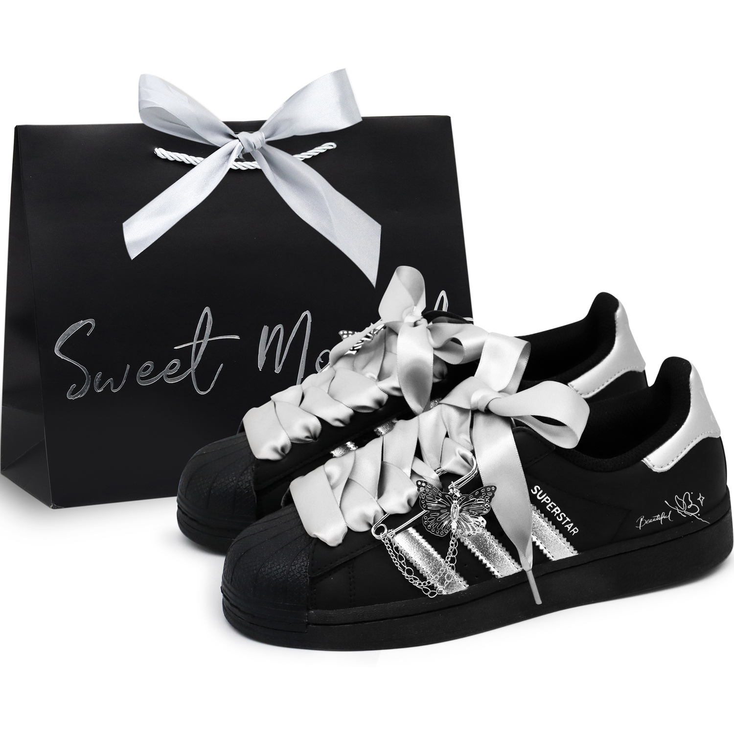 

Adidas Originals Superstar 2 амортизация, износостойкие детские скейтбординг кроссовки silver black unisex