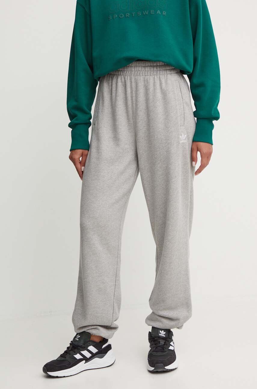 Хлопковые спортивные брюки adidas Originals, серый — фото 2