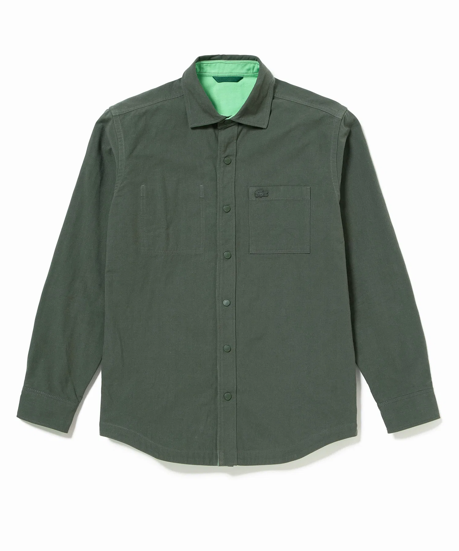 Рубашка LACOSTE двусторонняя хлопковая с воротником, тёмно-зелёная