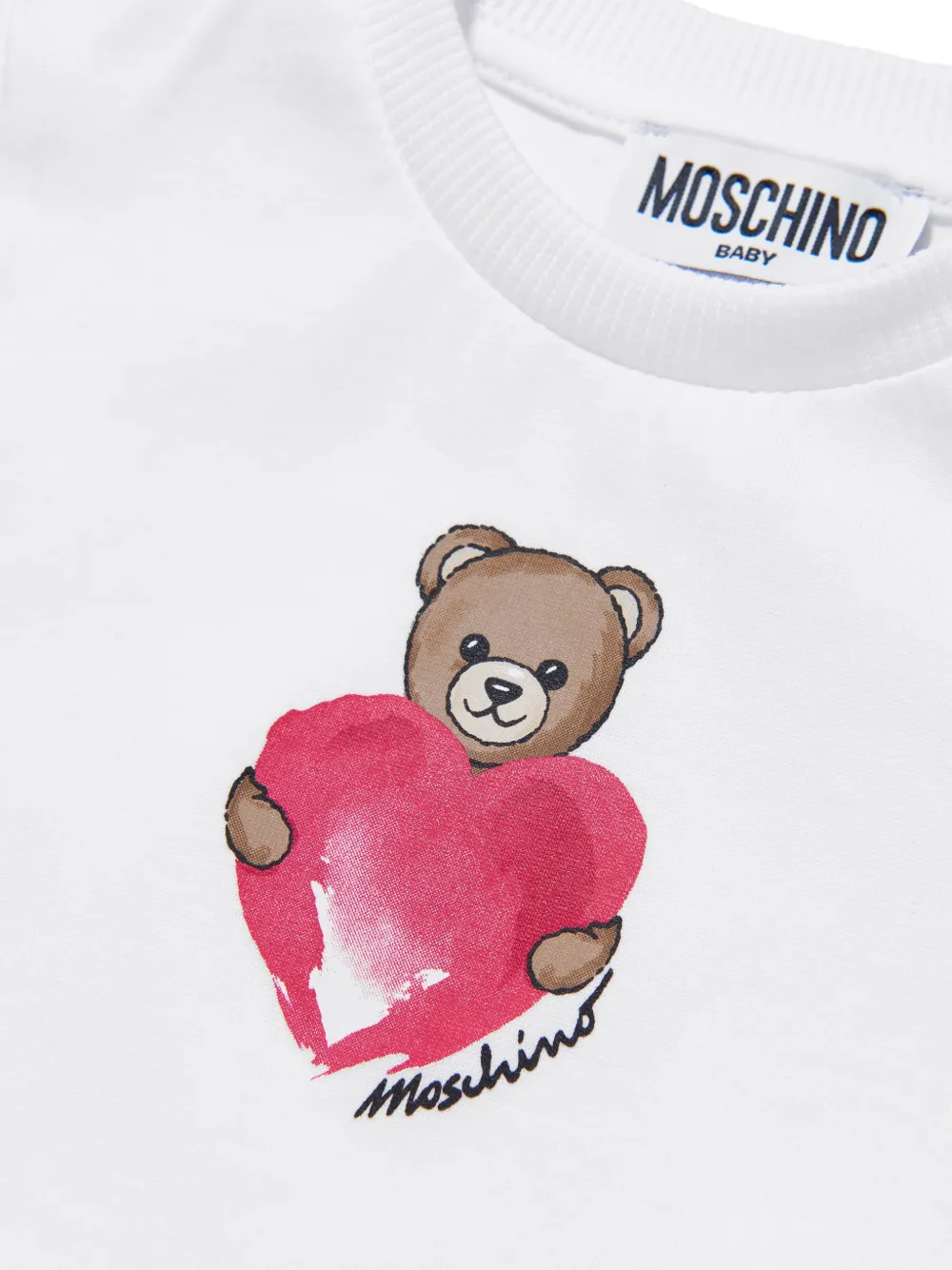 Платье с оборками и принтом мишки Moschino Kids, белый — фото 3