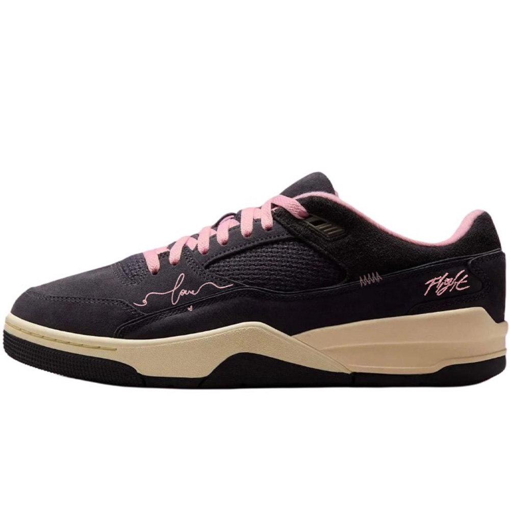 

Jordan Баскетбольные кроссовки FLIGHT COURT Heartbeat с низким верхом, износостойкие, винтажные, мужские, черно-розовые