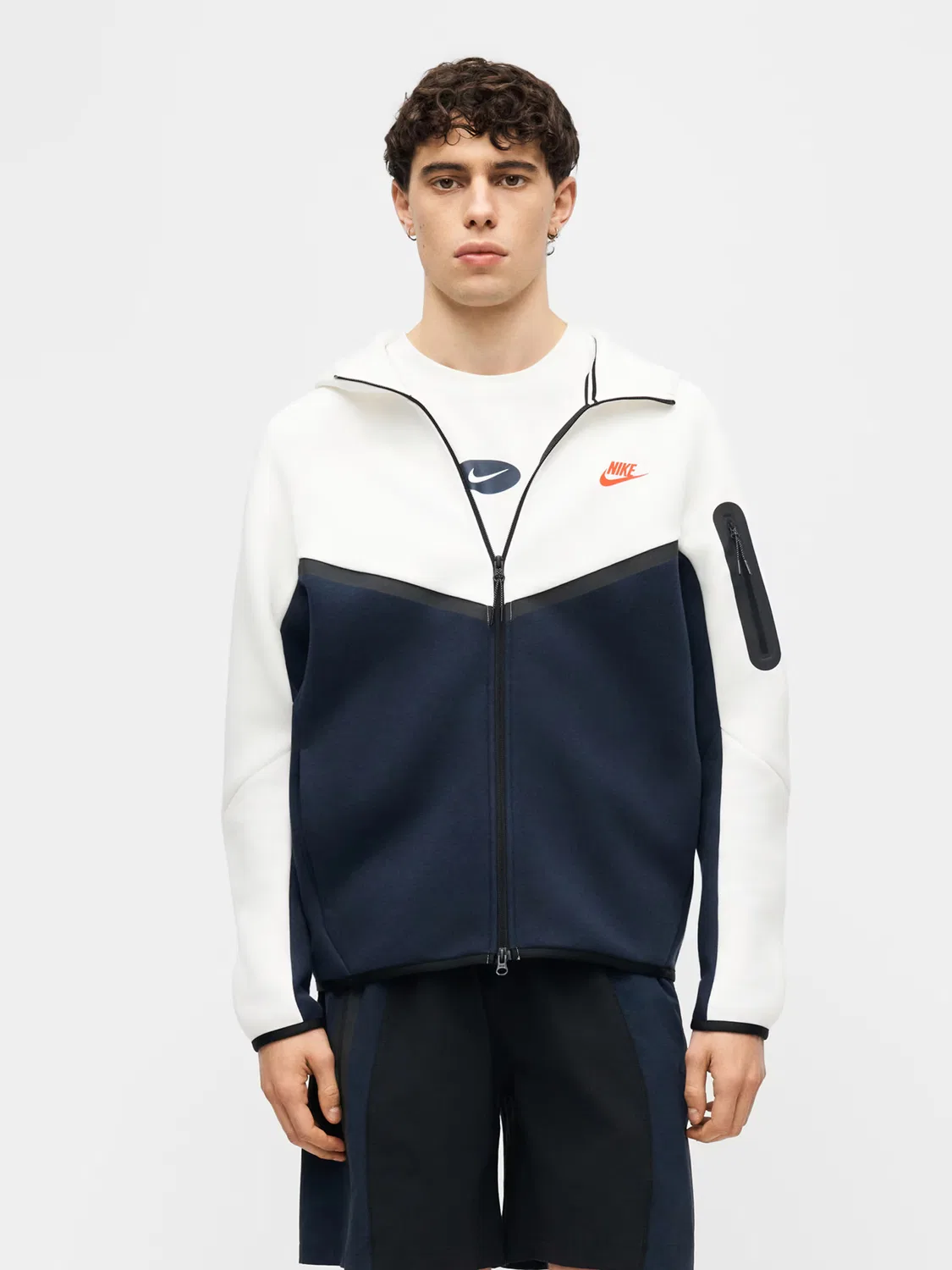 Толстовка на молнии из технологического флиса Nike Sportswear, White — фото 3