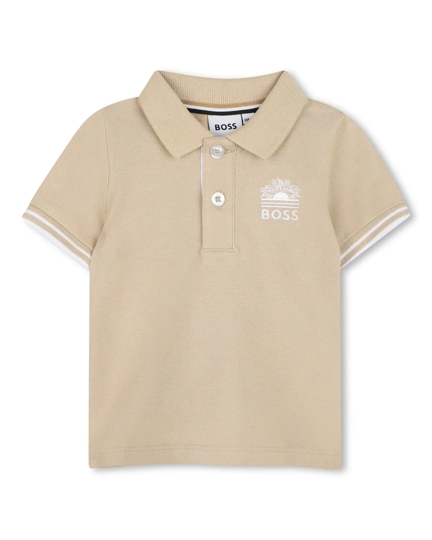 Комплект для мальчика с коротким рукавом из однотонного хлопка BOSS Kidswear, Natural — фото 2