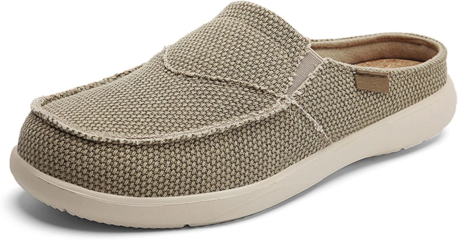 

Мужские тапочки с поддержкой свода стопы, текстильные домашние тапочки для мужчин, слипоны-клог, домашняя обувь для улицы и дома с противоскользящей резиновой подошвой Abborora, Camel