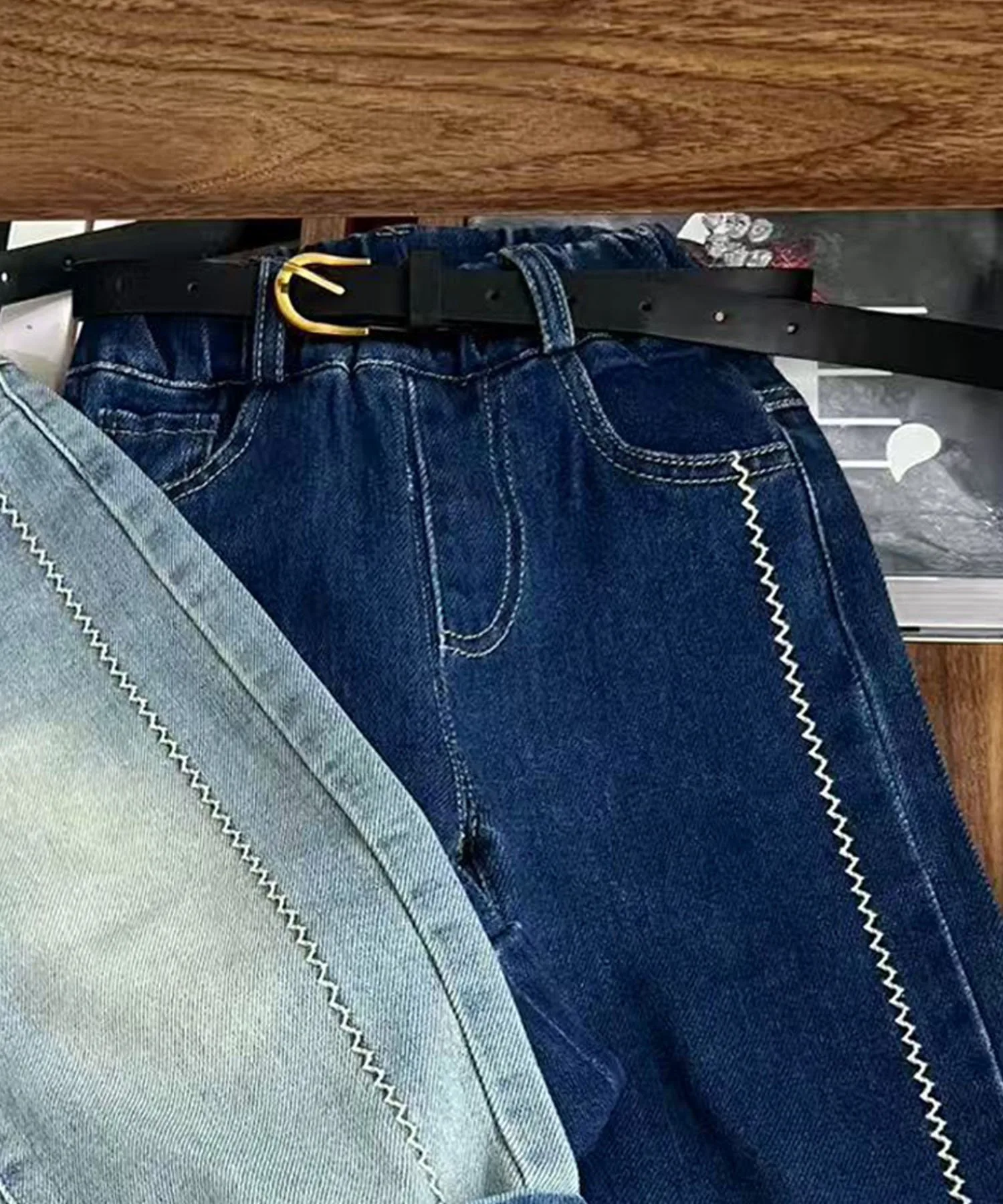 Джинсовые брюки со складками Aimoha Kids, Navy