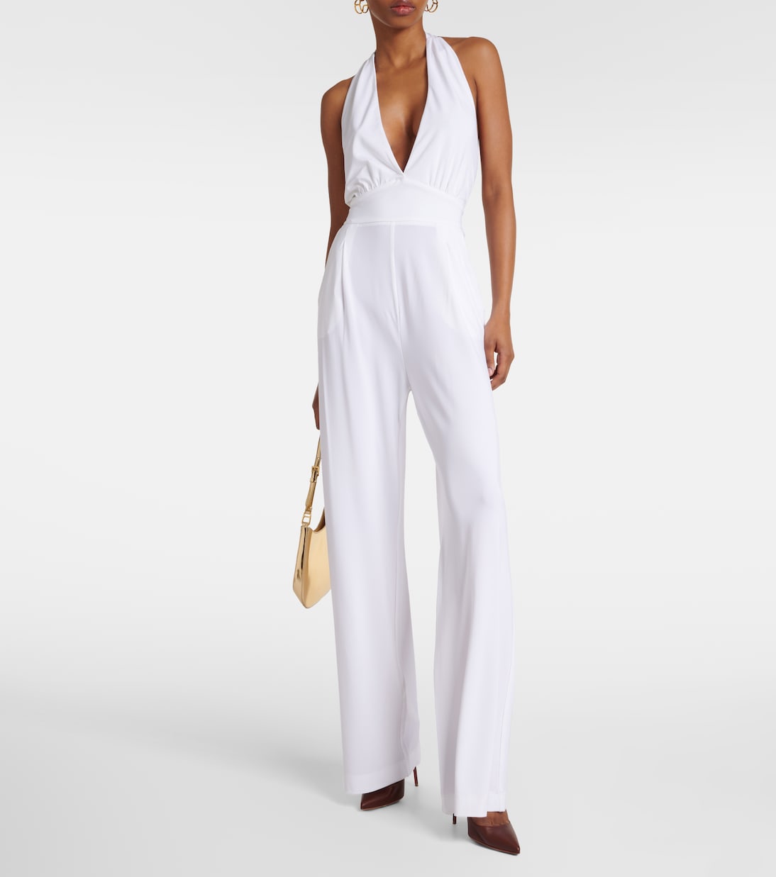 Хороший трикотажный комбинезон с халтернеем Max Mara, Bianco — фото 2