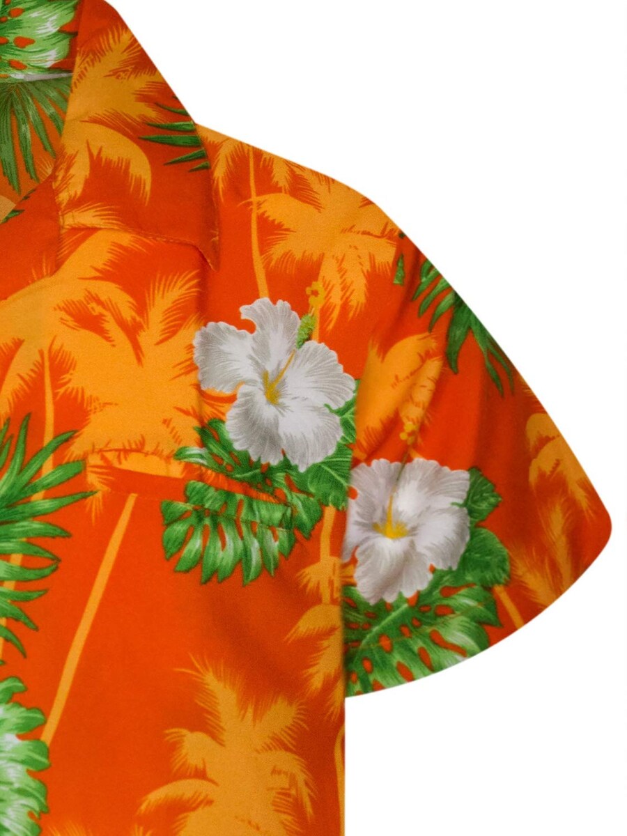 Рубашка на пуговицах классического кроя King Kameha Small Flower, оранжевый — фото 4
