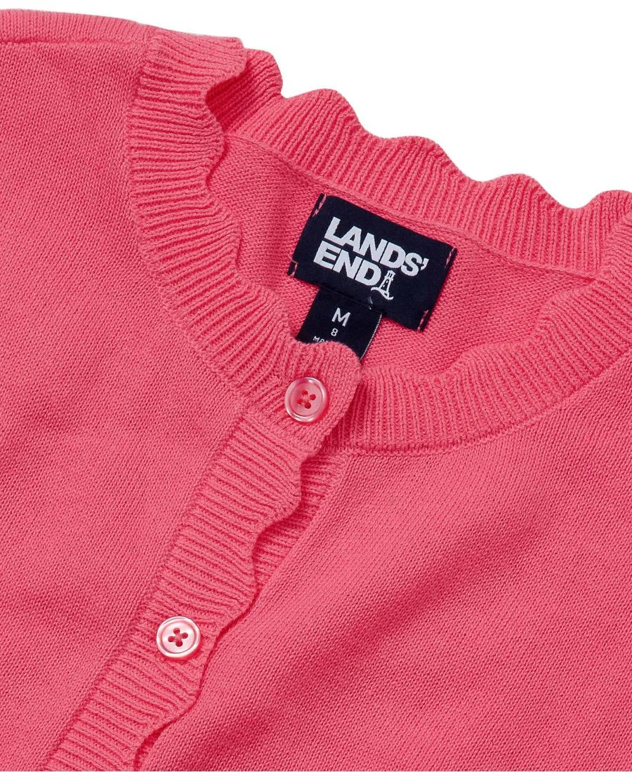 Детские кардиганы с фестончатым краем Lands' End, розовый lemonade — фото 2