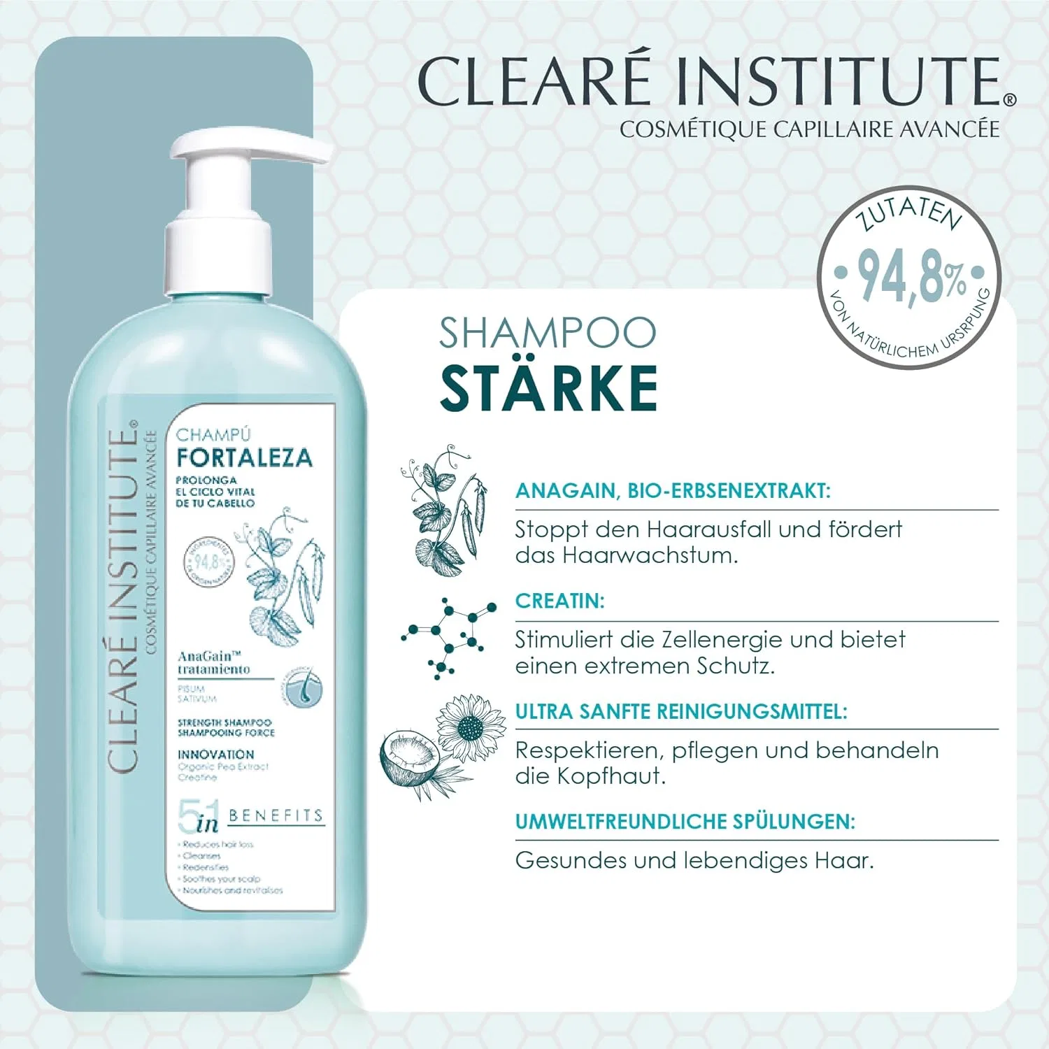 Шампунь против выпадения волос «Anti-Hair Loss Strength» от Clearé Institute, 400 мл Clearé Institute — фото 3