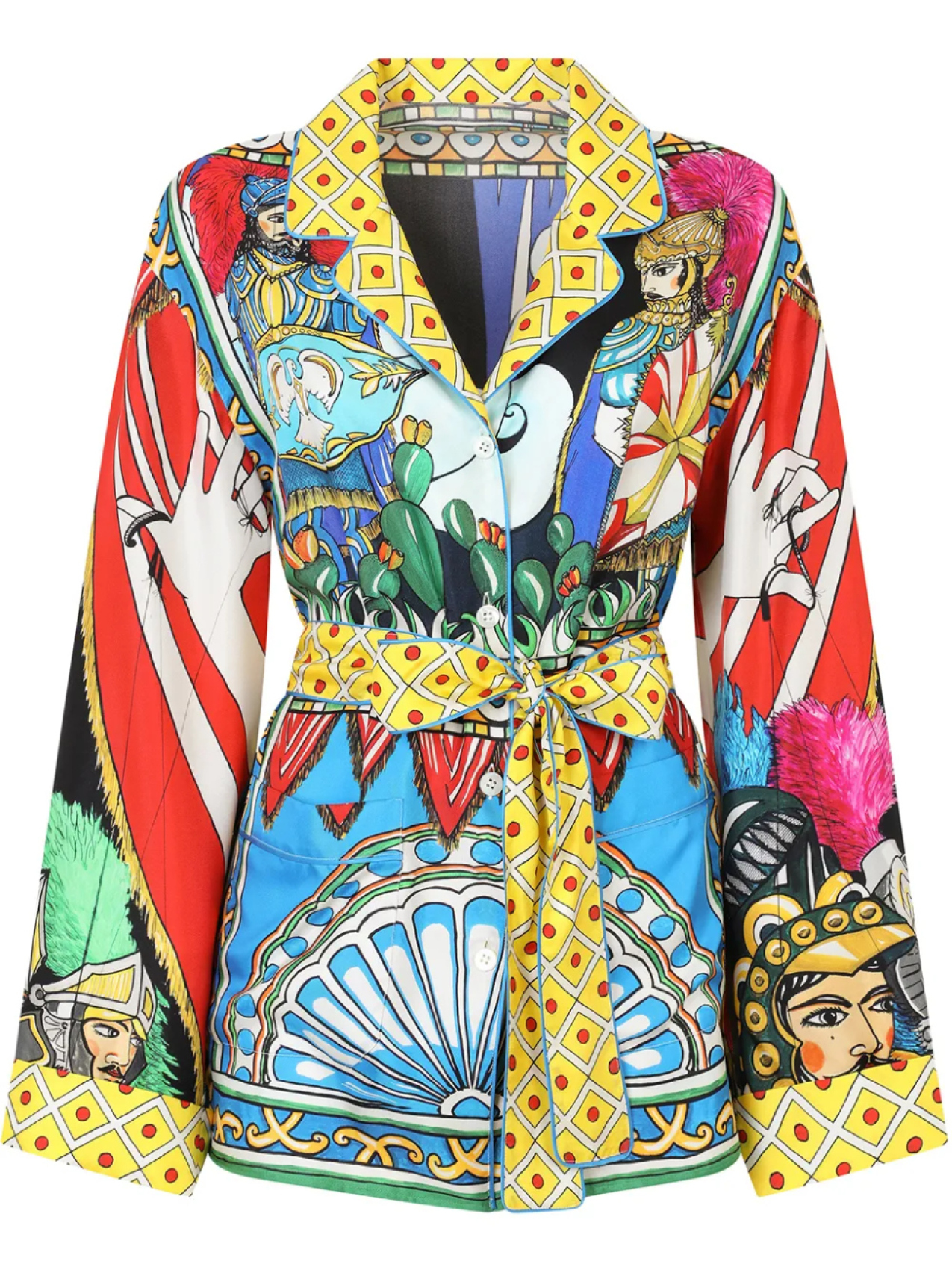 

Пижамная рубашка с поясом и принтом Carretto Dolce & Gabbana, красный