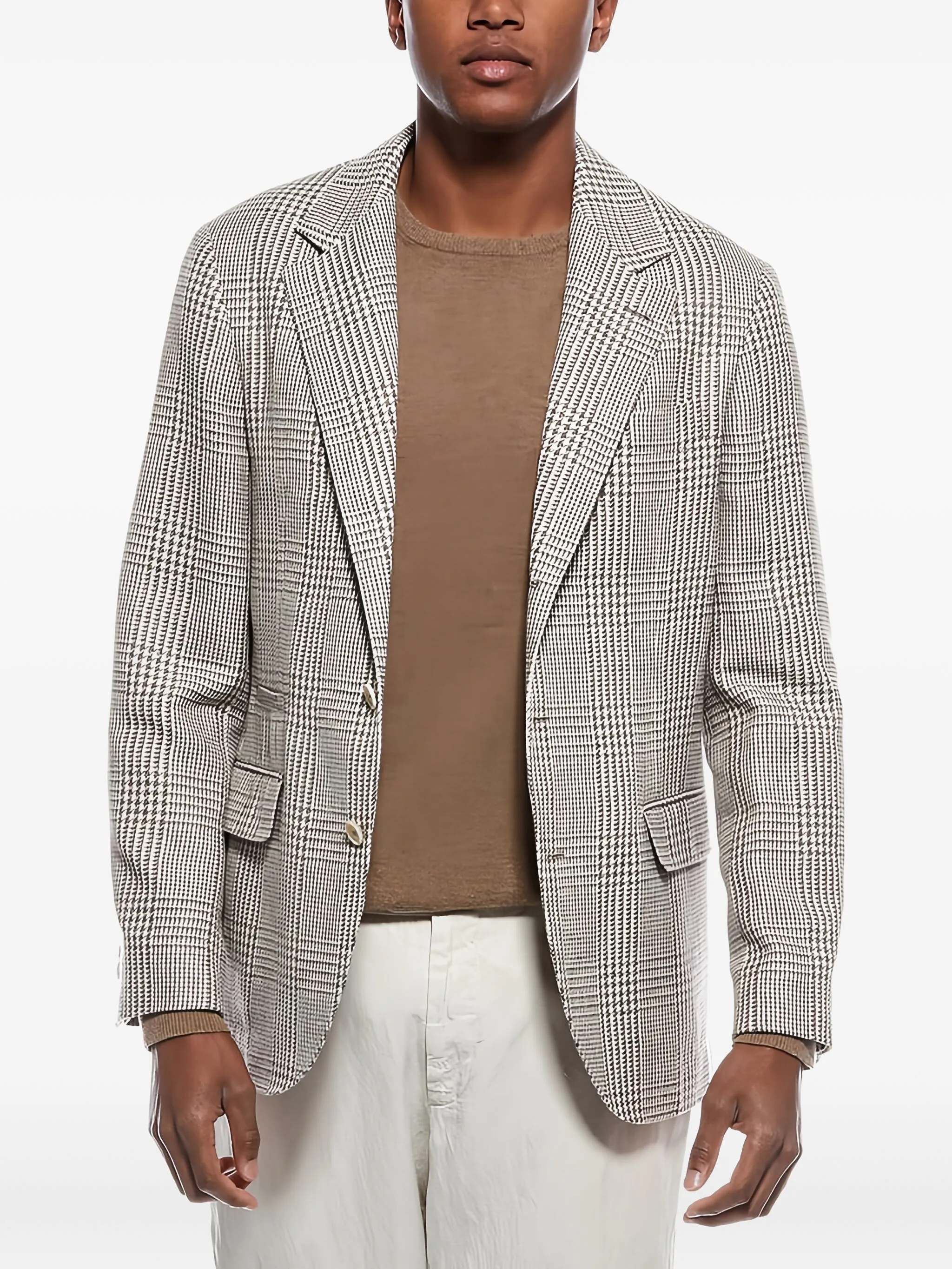 

Клетчатый пиджак с карманами Brunello Cucinelli, серый