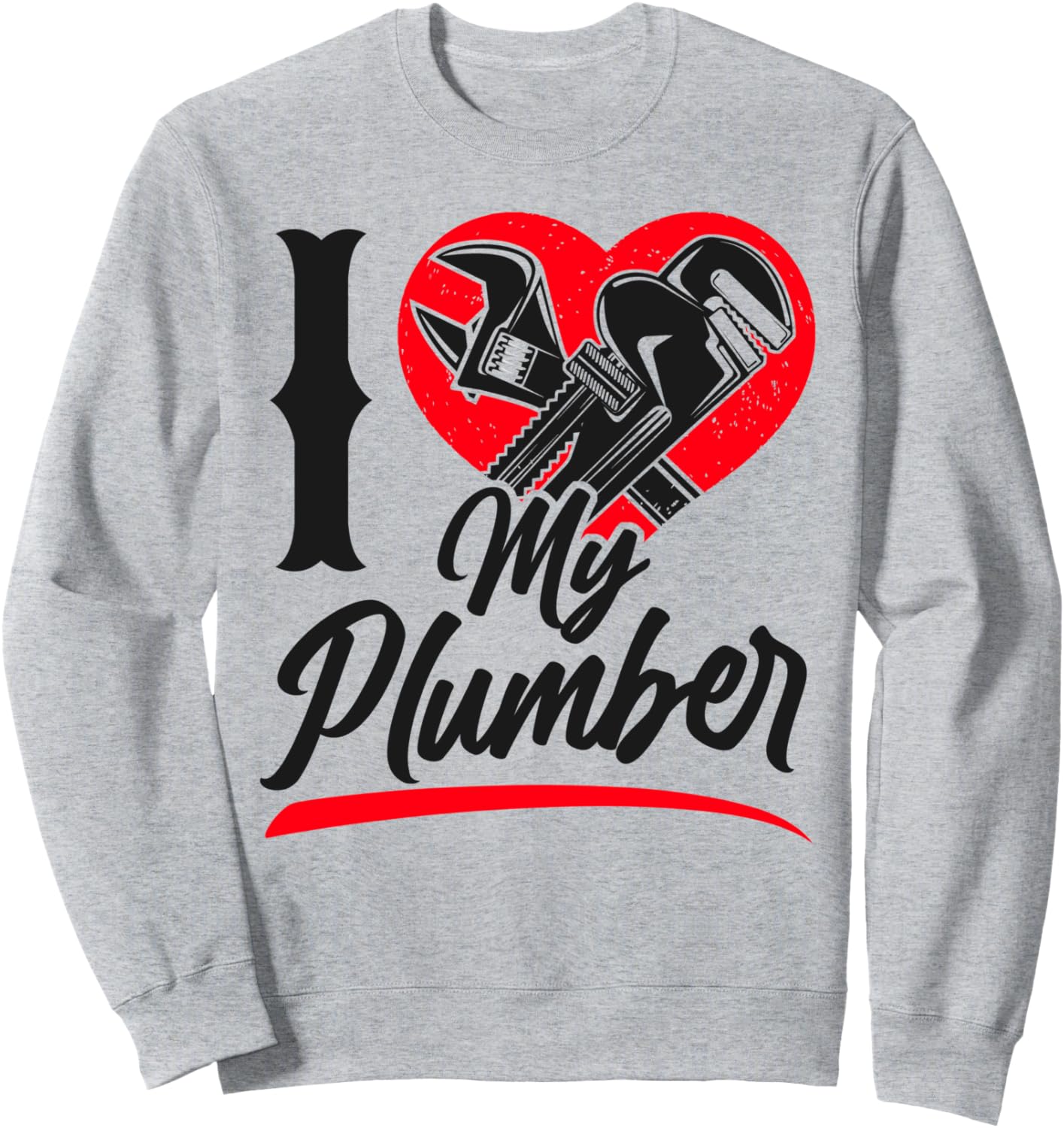 

Сантехник, девушка, жена, сердце, толстовка «Я люблю своего сантехника» Plumber Plumbing Hd0, серый