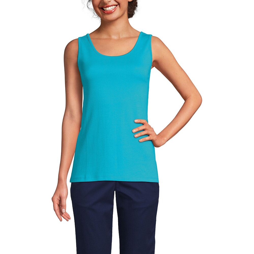 

Женская хлопковая майка Lands End Lands' End, цвет Island Turquoise