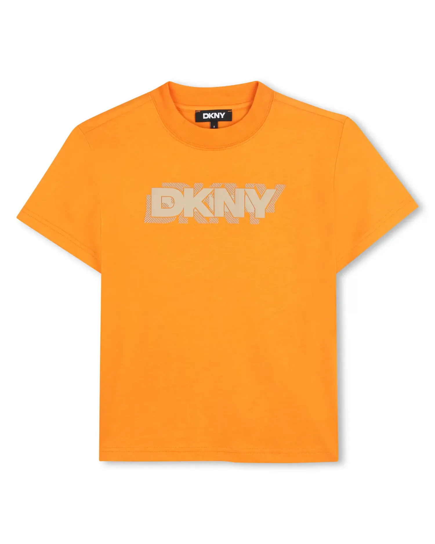 Детская хлопковая футболка с рисунком на передней части DKNY, оранжевый