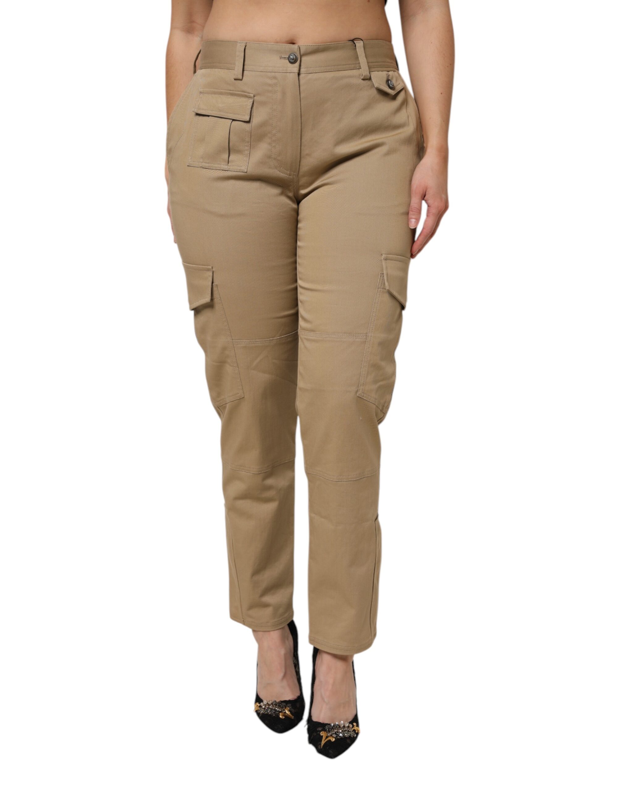 Коричневые хлопковые зауженные брюки-карго Dolce & Gabbana, Brown
