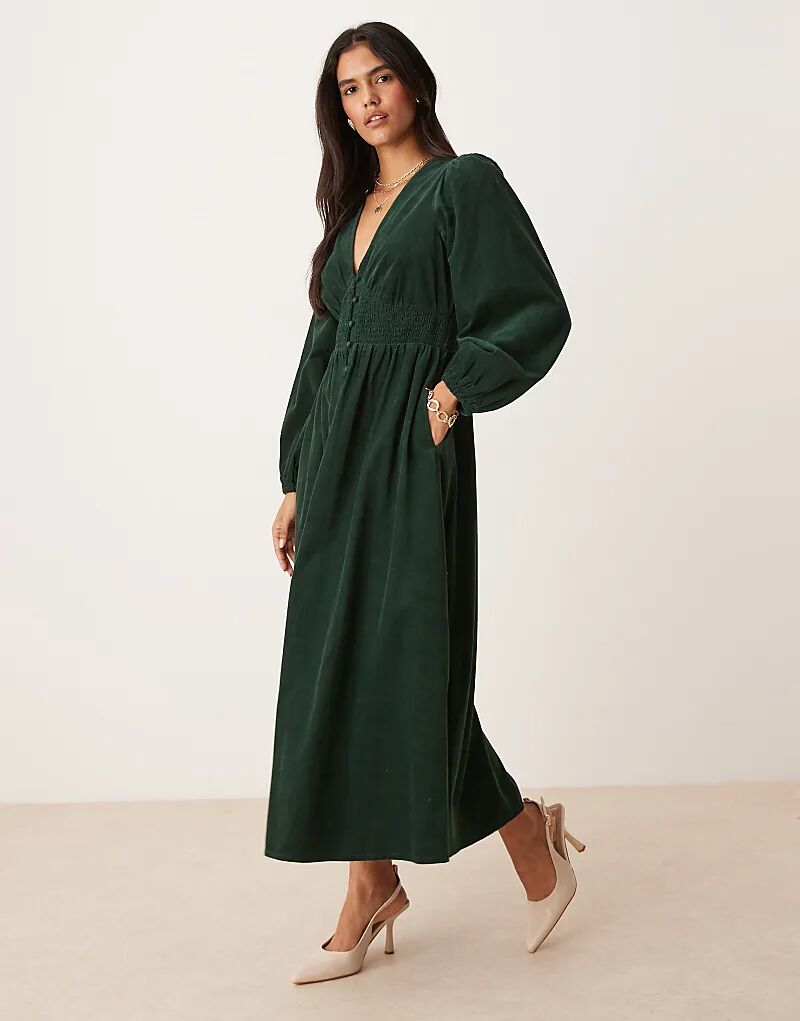 

Платье миди с V-образным вырезом от Nobody's Child Riley темно-зеленого цвета