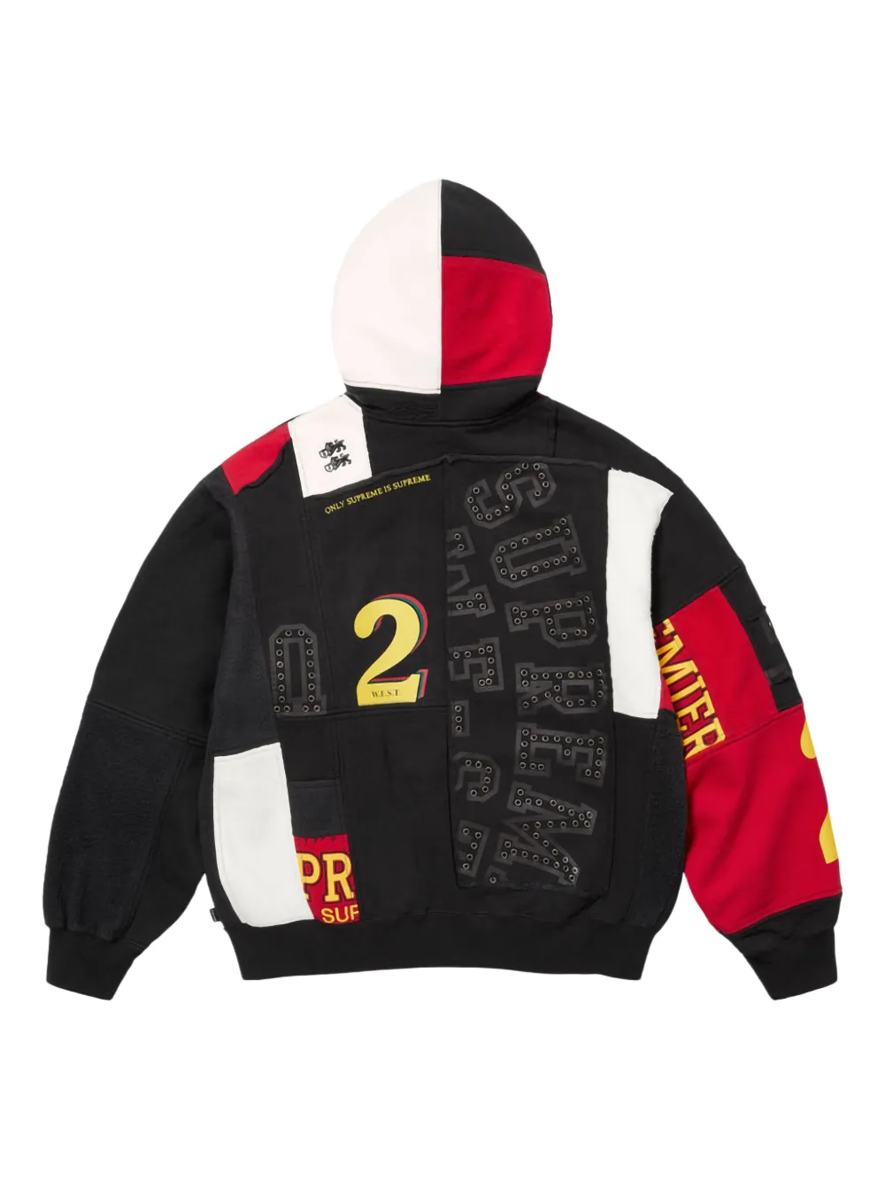 Худи Patchwork на молнии Supreme, черный — фото 2