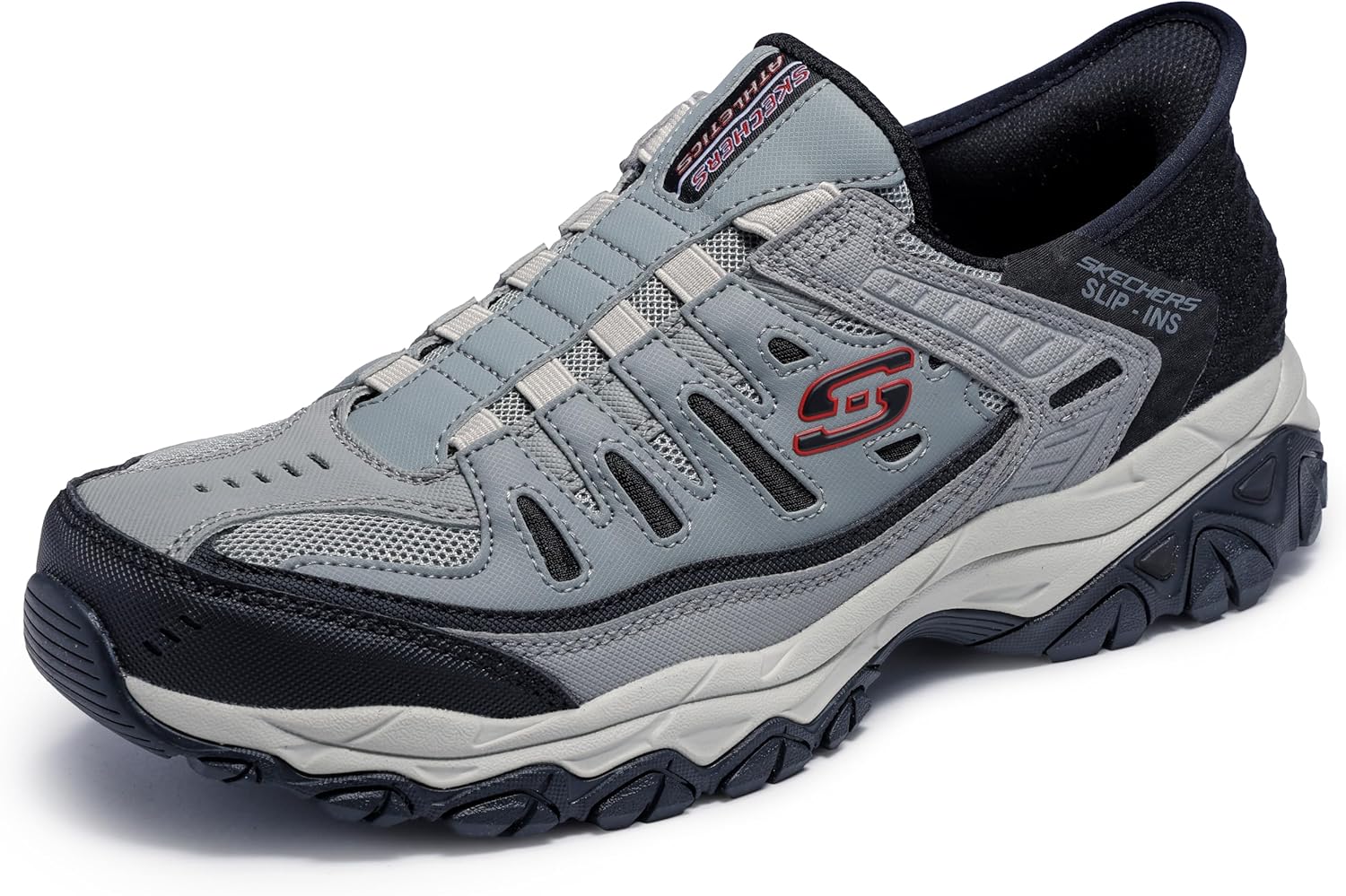 

Мужские мокасины Skechers Afterburn M. Fit Ridgeburn без застежек с легким надеванием, черный/серый