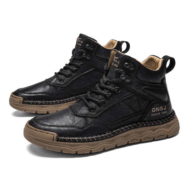 G.N.SHIJIA Черные короткие уличные ботинки Black Gold Ox Collection с подкладкой из флиса для мужчин высотой 4 см, цвет Black (Fleece-Lined) — фото 3