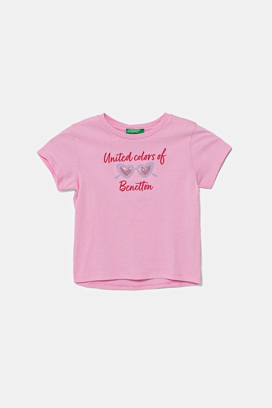 

Детская хлопковая футболка United Colors Of Benetton, розовый