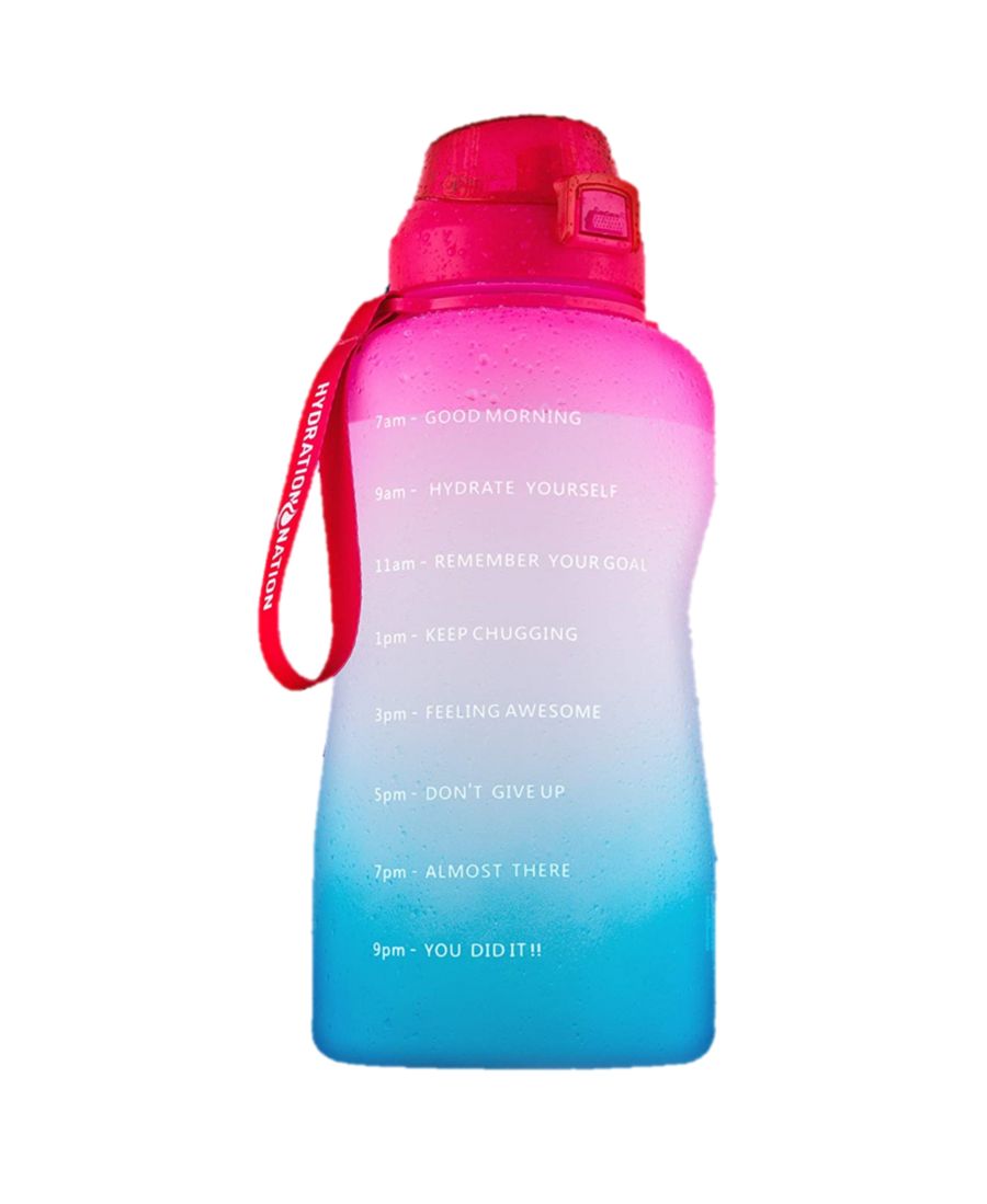 

Мотивационная бутылка для воды объемом 1 галлон (около 3,8 литра) с трубочкой и отметкой времени Zulay Kitchen, цвет pink/blue
