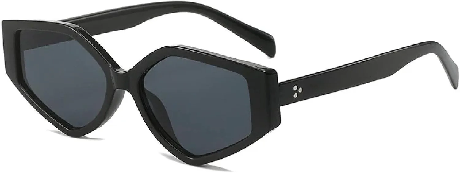 

Солнцезащитные очки Polygon Cat Eye для женщин, модные очки с градиентными линзами, винтажные солнцезащитные очки для мужчин с заклепками WNCKSQ, Black Gray