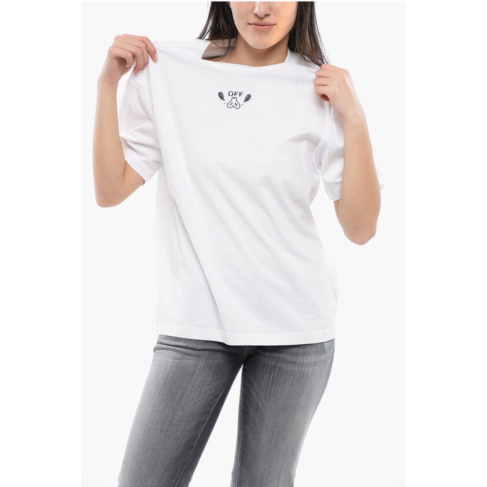 

Футболка с вышитой стрелкой BANDANA и круглым вырезом Off-White, White