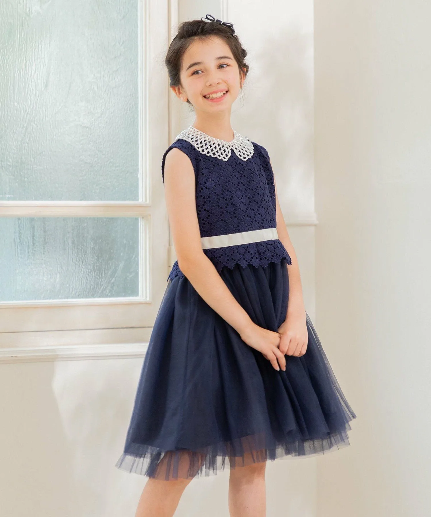 [110-140 см] Платье с цветочным кружевом Kids Suite, Navy [075]