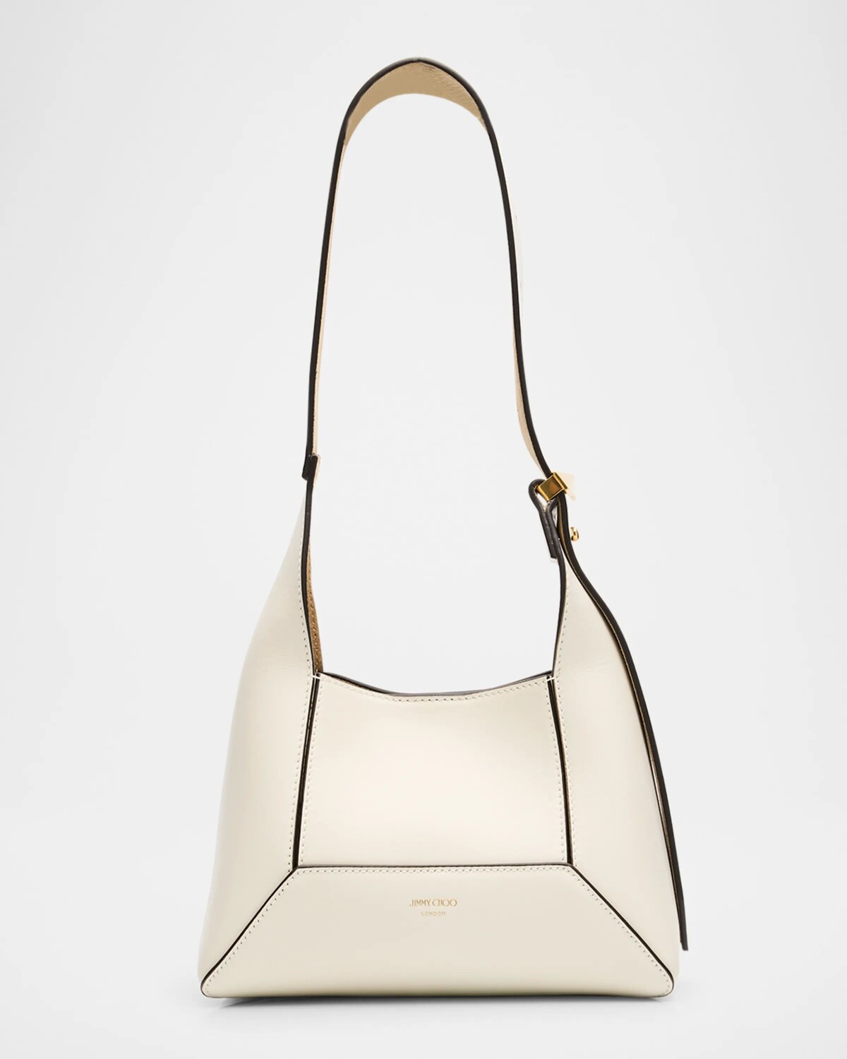 

Маленькая кожаная сумка-хобо с бриллиантами Jimmy Choo, цвет Lattegold