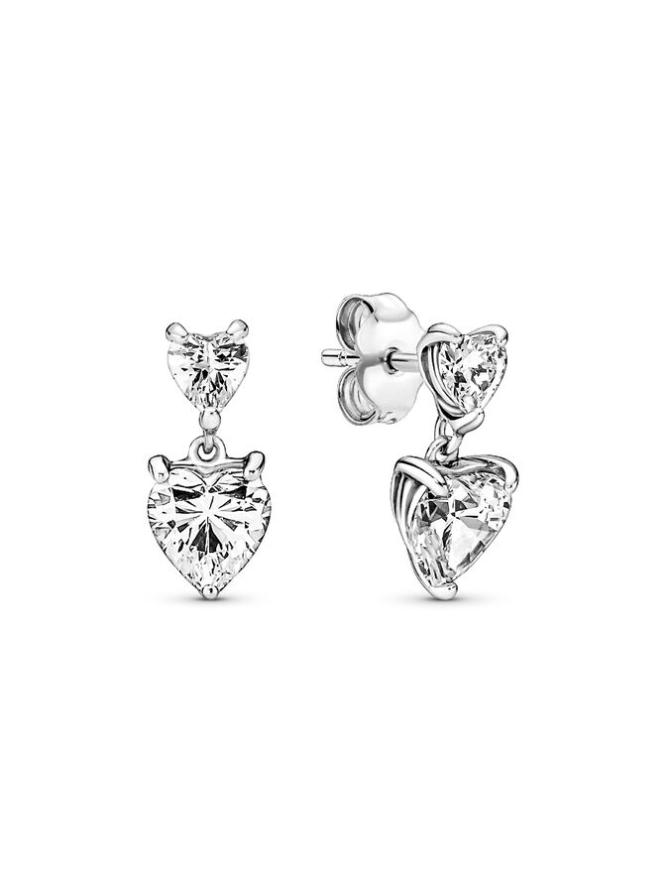 

Серьги Pandora Double Heart Sparkling Stud Earrings, стерлинговое серебро