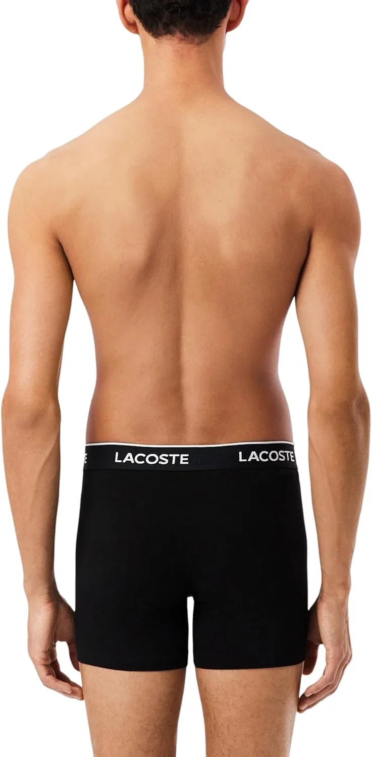 Боксеры Lacoste 3 шт, хлопок с эластаном, черный/белый/Captain зеленый — фото 3