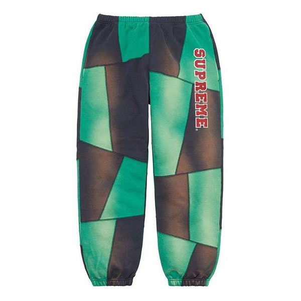 

Брюки patchwork sweatpants 'green black' Supreme, зеленый