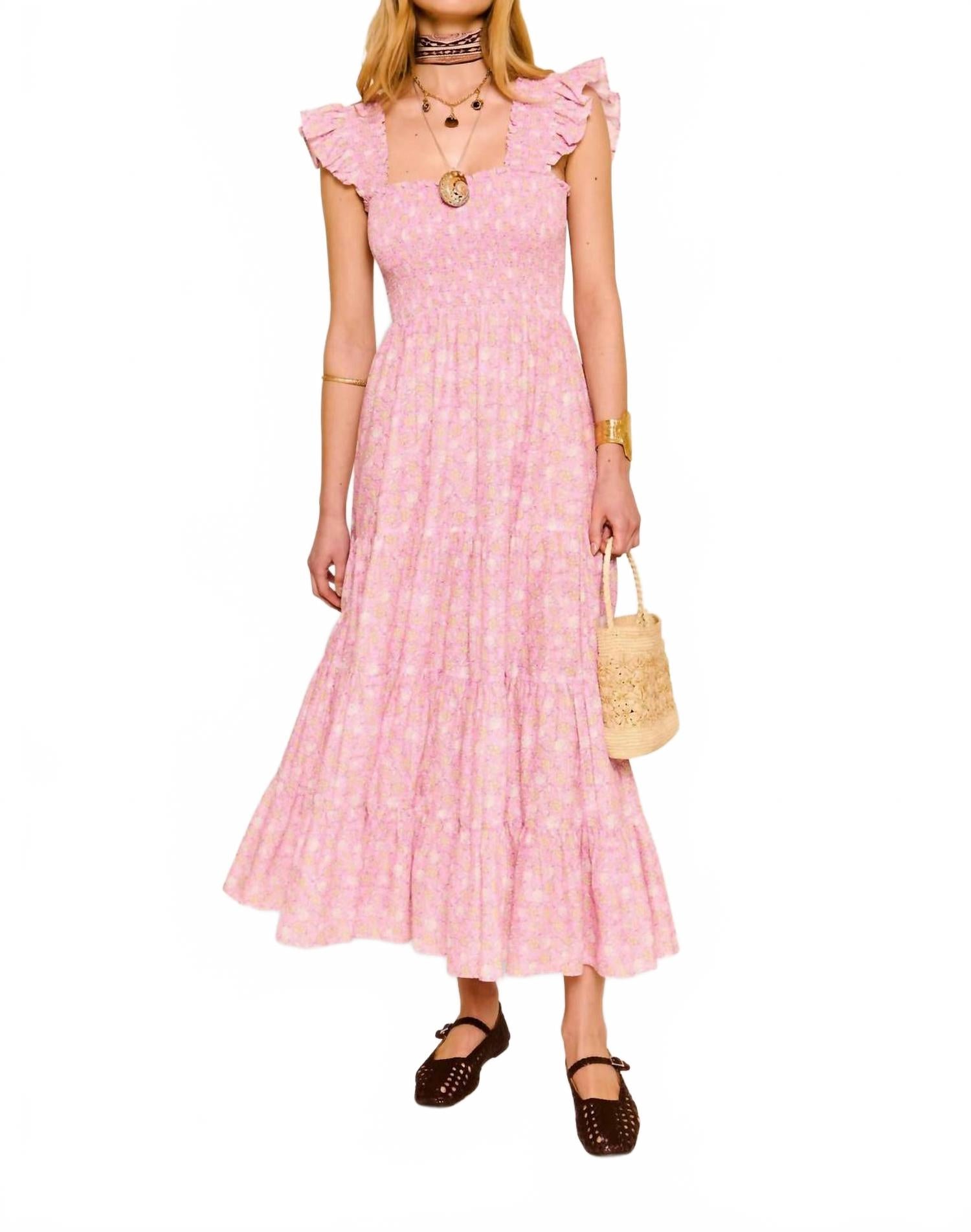 

Платье миди Kendall в цвете «панси румянец» Rixo, Shell Pansy Blush