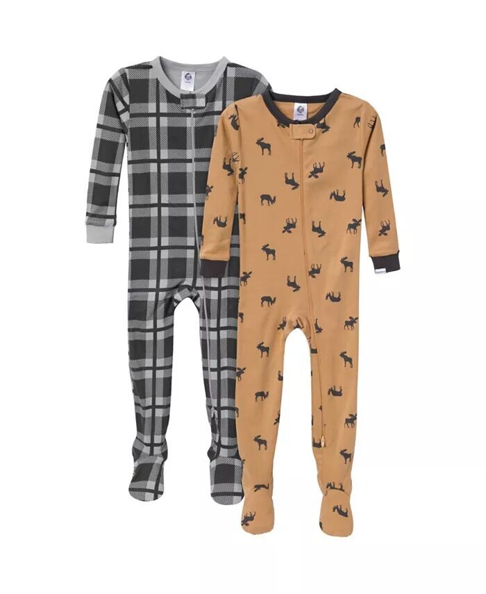 

Пижама Snug Fit Footed для мальчиков, 2 шт. в упаковке, Moose Gerber, серый