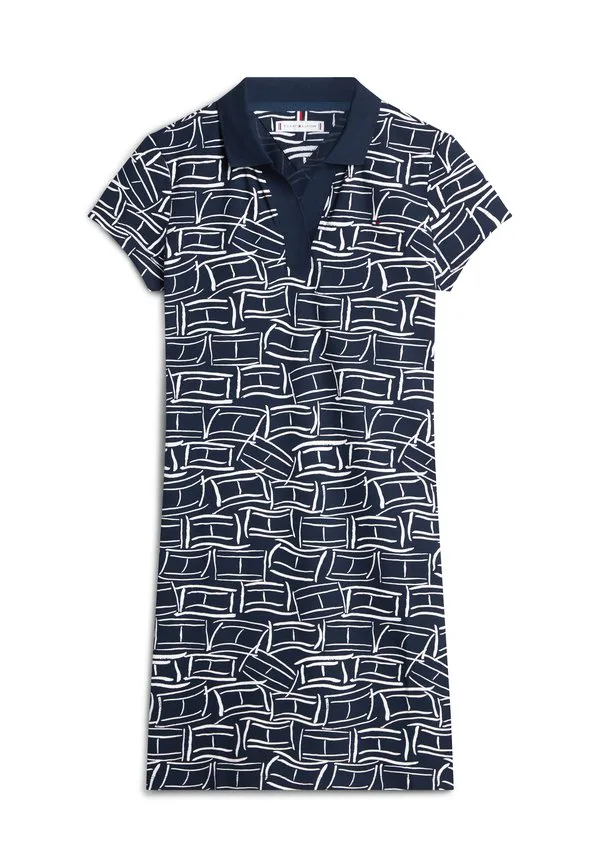 Платье-Поло мини из пике, 1985 год, стандартный крой, трикотажное платье Tommy Hilfiger, Feathers/Dark Night Navy — фото 4