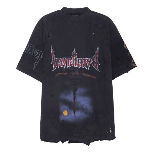 

Футболка paris moon upside down t-shirt oversized 'black faded' Balenciaga, черный
