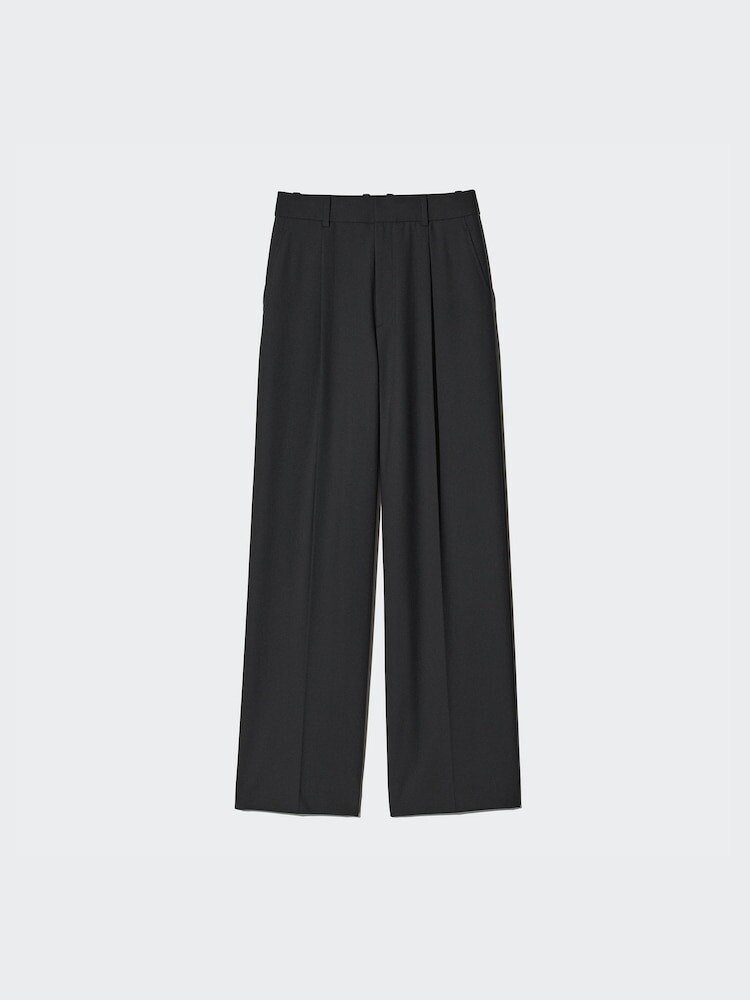 Широкие брюки со складками Uniqlo, цвет 05 серый — фото 3