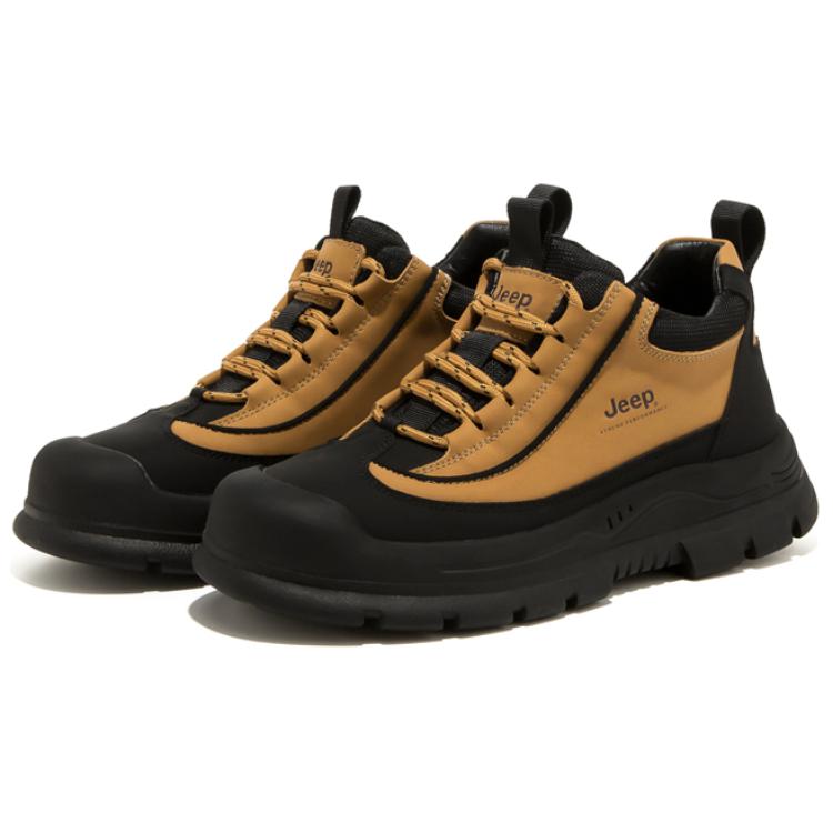 Износостойкие зимние ботинки мужские по щиколотку Earth Yellow Black Jeep, Earth Yellow с флисовой подкладкой — фото 3